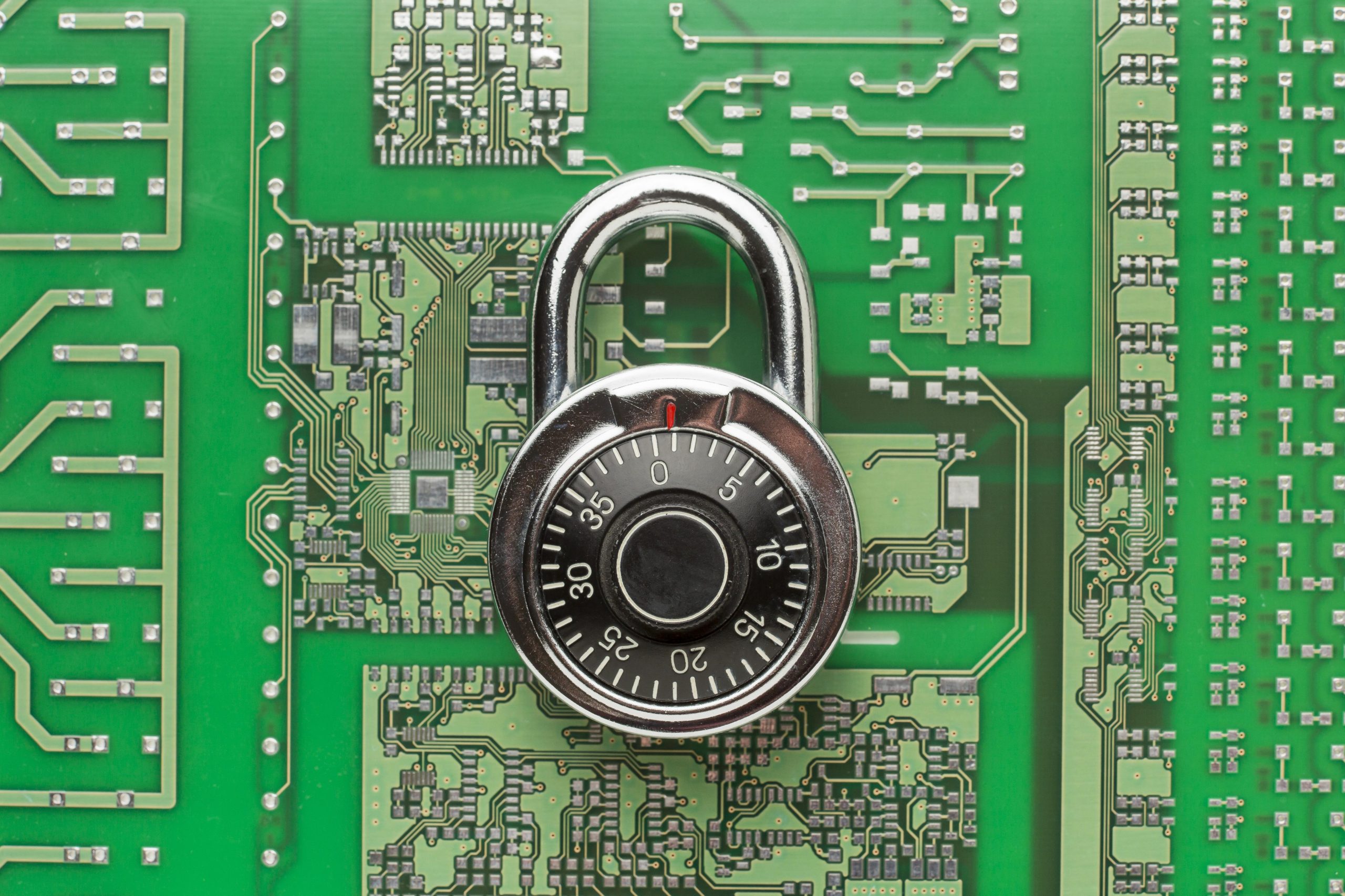 Top view of lock on circuit board
